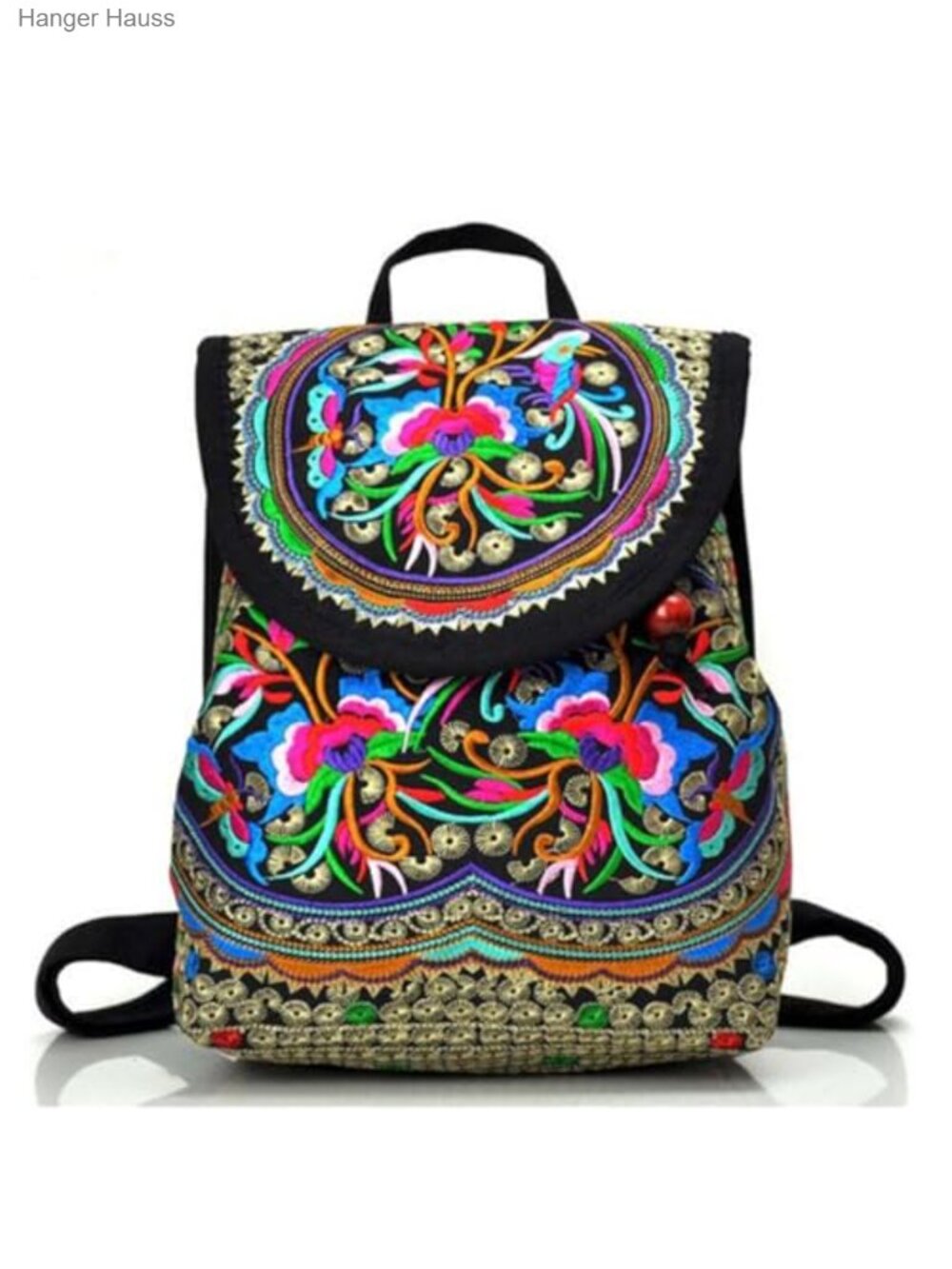 Embroidered Boho Backpack Purse for Women - Canvas Daypack Travel
